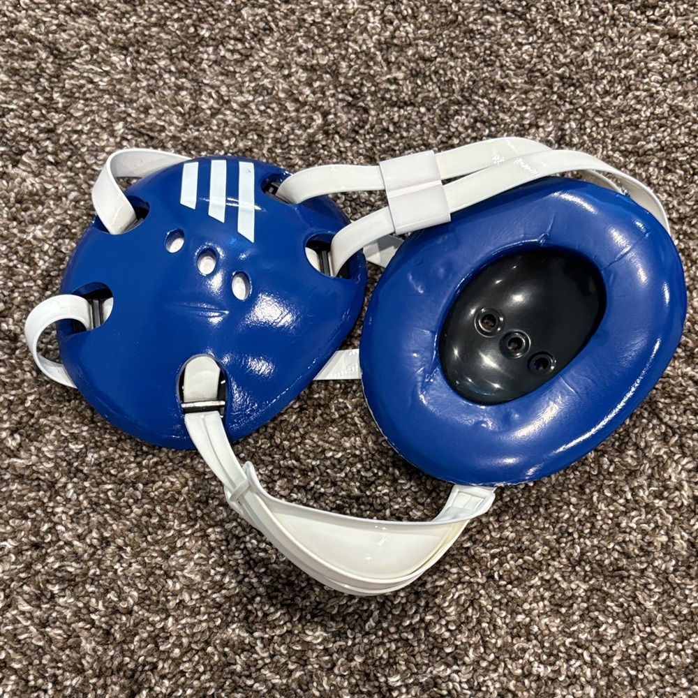 adidas Blue and White Kids Headgear